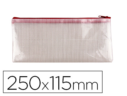 Pochette zip 25x11.5- rouge translucide