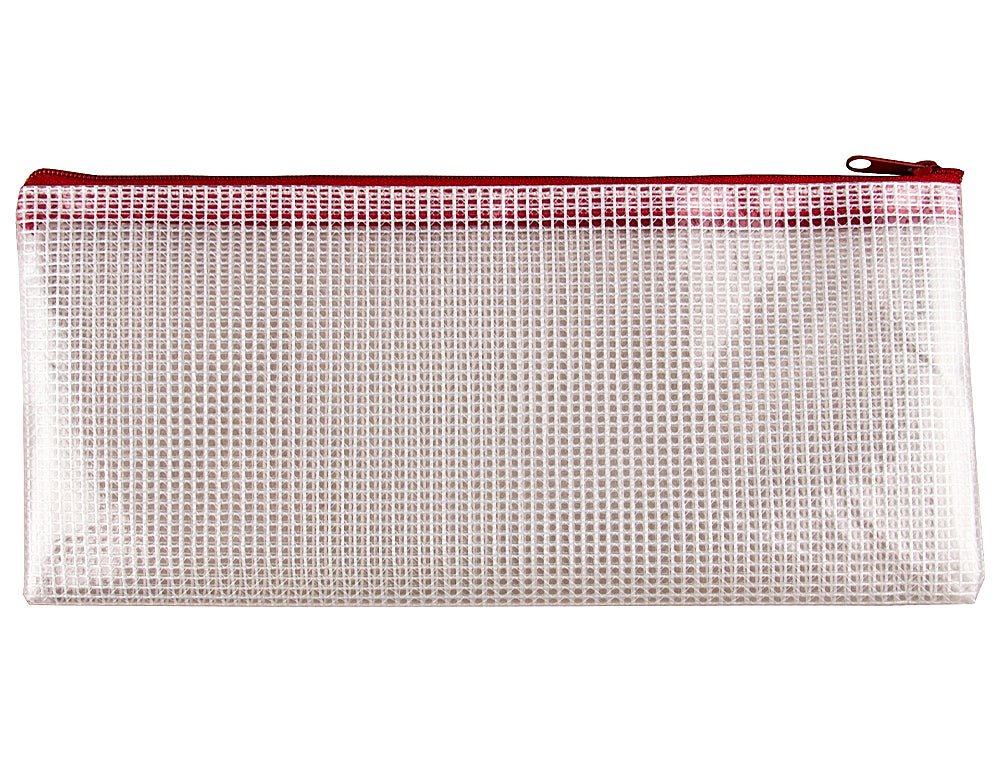 Pochette zip 25x11.5- rouge translucide