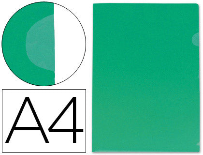 Pochette coin A4 polypro grainé 0.18mm - vert transparent