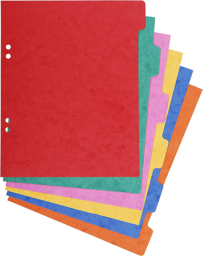 Intercalaires carton 6 onglets - 225g/m² - 220x170 mm