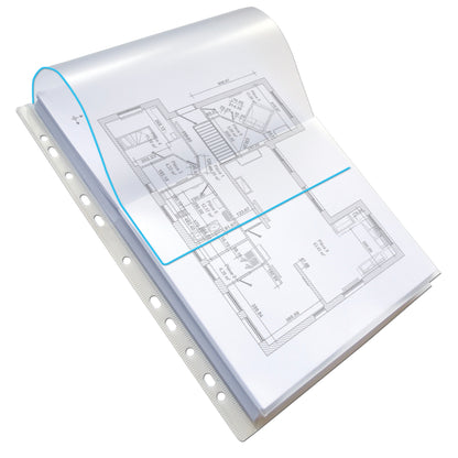 Pochette plan perforée+Rabat Polypropylene paquet de 10
