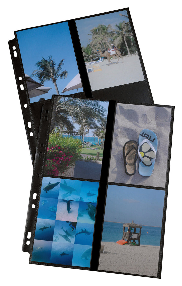 Pochette perforée A4 photo 10x15 noir -lot de 10