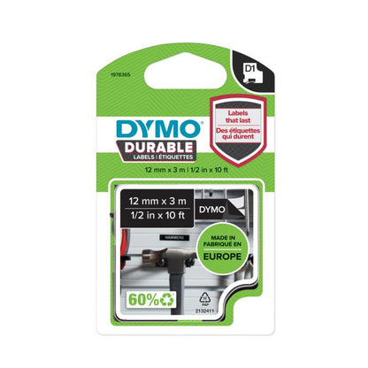 Ruban Dymo D1 durable 12mm blanc / noir