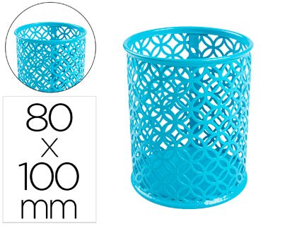 Pot crayons motif metal h10xd8turq