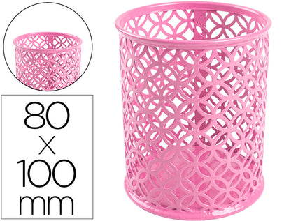 Pot crayons metal ajouré-rose