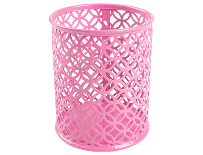 Pot crayons metal ajouré-rose