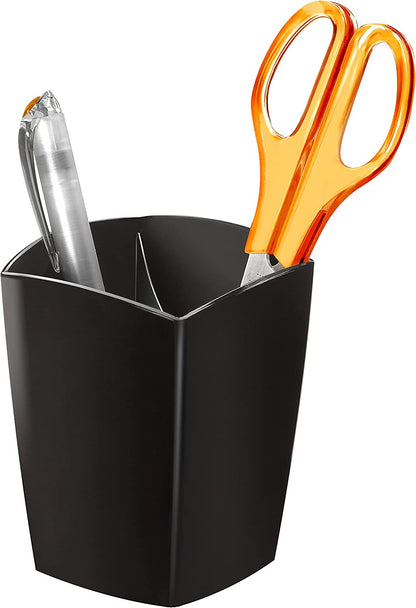 Pot crayons 2 compartiments base magnetique-noir