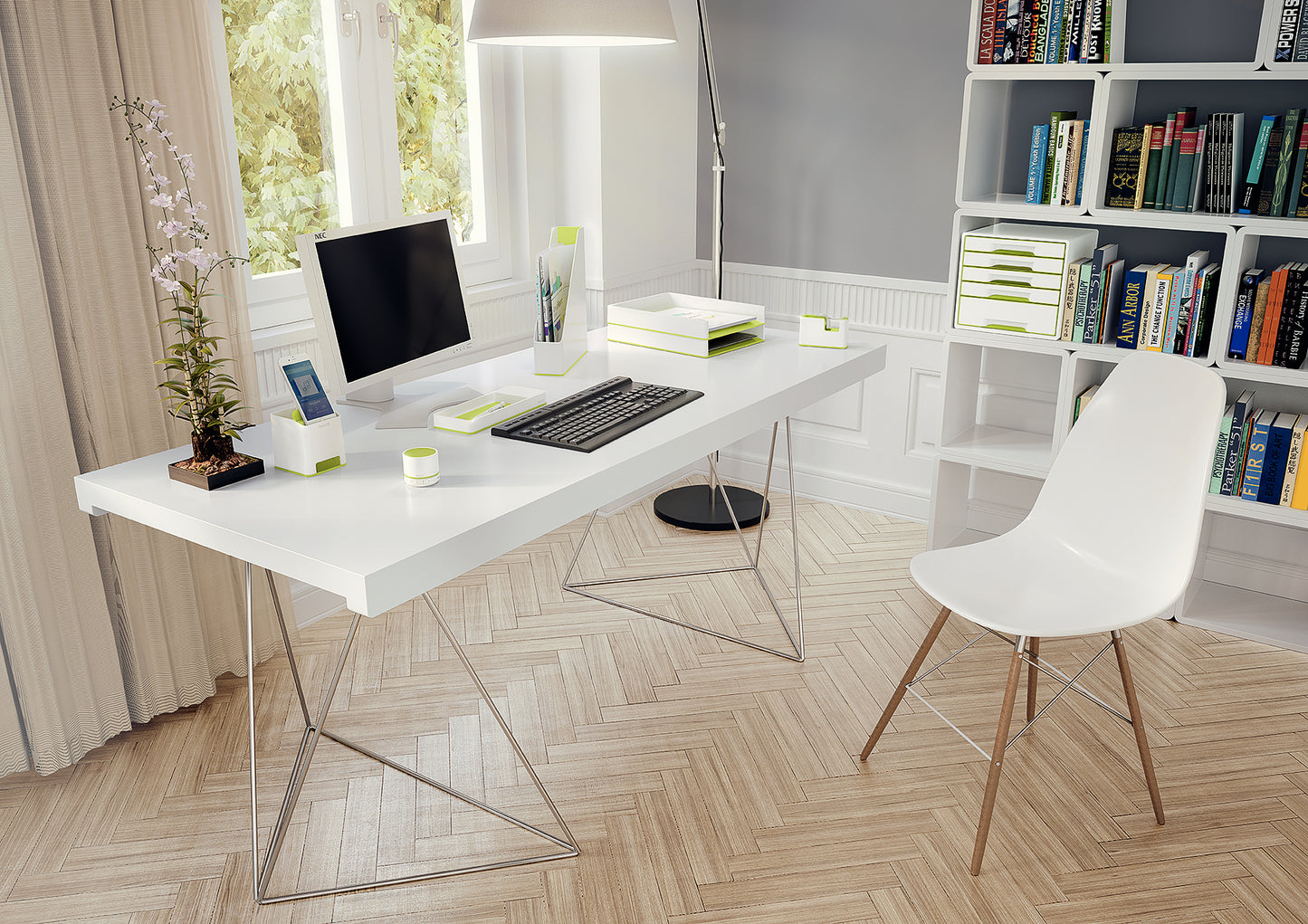 Corbeille courrier design wow -vert