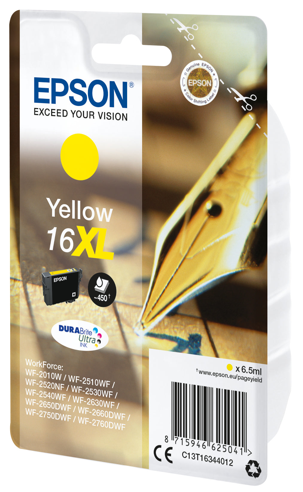 Cartouche d'encre Epson 16xl jaune - rendement élevé