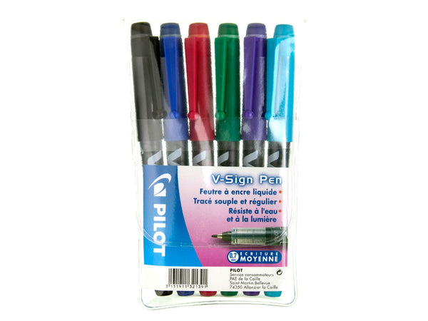 Feutre v sign pen assorties pochette de 6  assorties