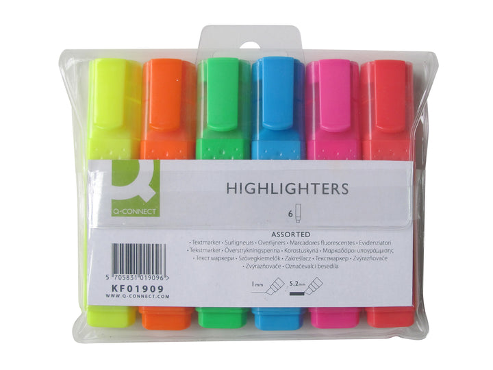 Surligneur biseauté pack de 6  couleurs assorties