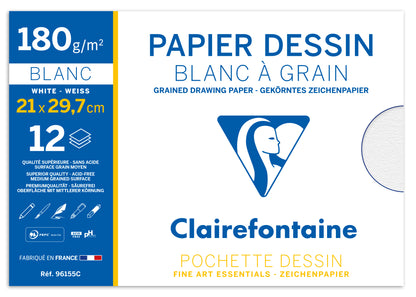 Papier dessin 21x29.7cm - 180g, 12 feuilles