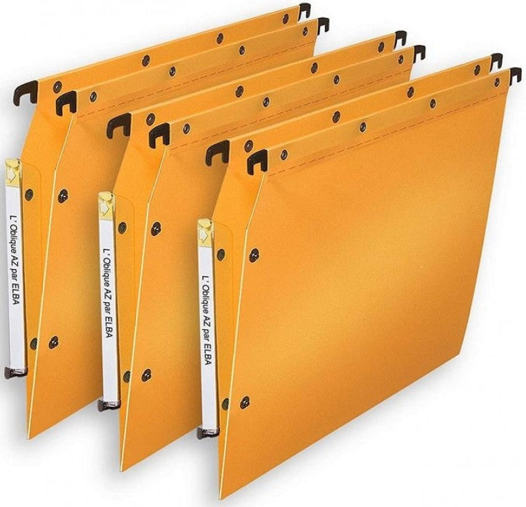 Dossiers suspendus polypropylène armoire - Fond en V - par 10 - Jaune