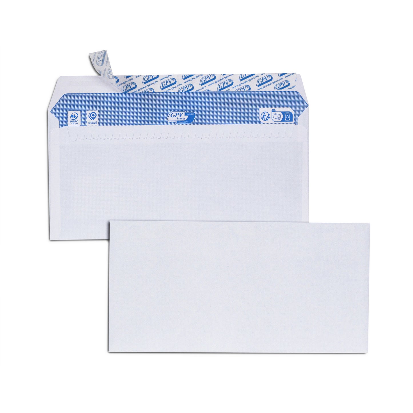 Enveloppes blanc 110x220 bdp 90g boite de 500