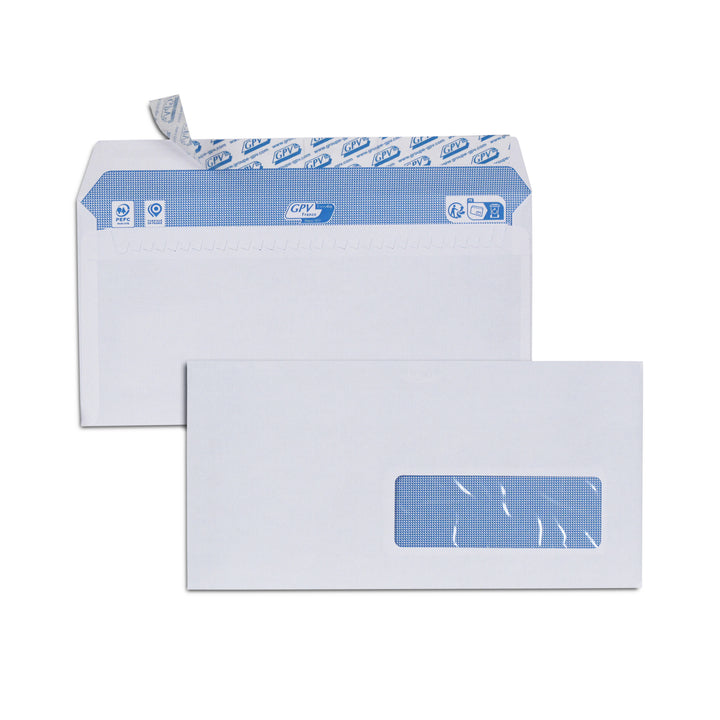 Enveloppes blanc 110x220 90g -fenetre de 35- boite de 500