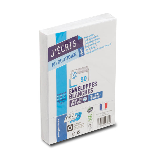 Enveloppes blanc 114x162 bdp 80g paquet de 50