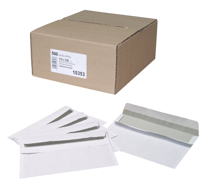 Enveloppes blanc 110x220 autocollante 80g b/500