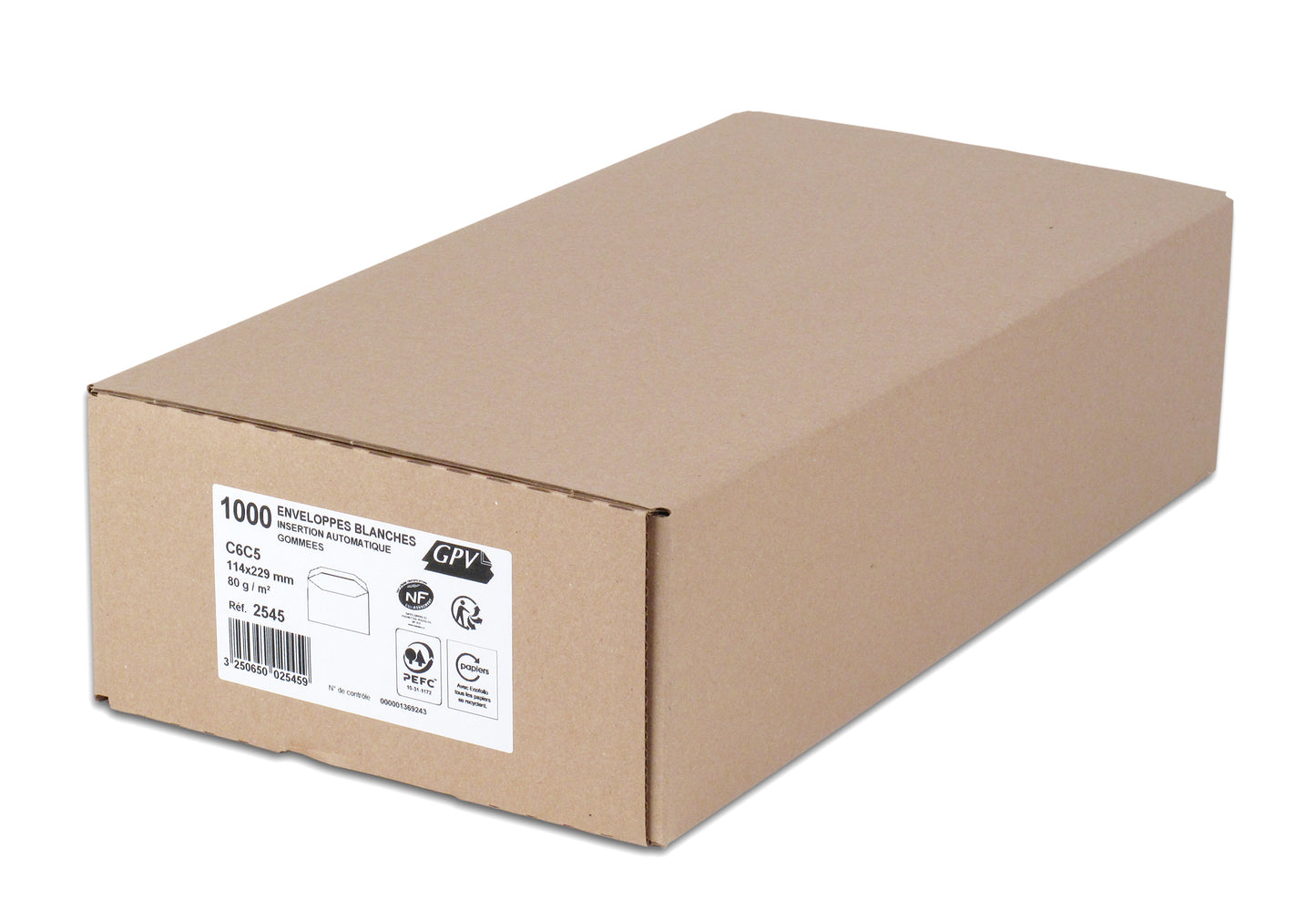 Enveloppes mise sous pli 114x229 blanc 80g boite de 1000