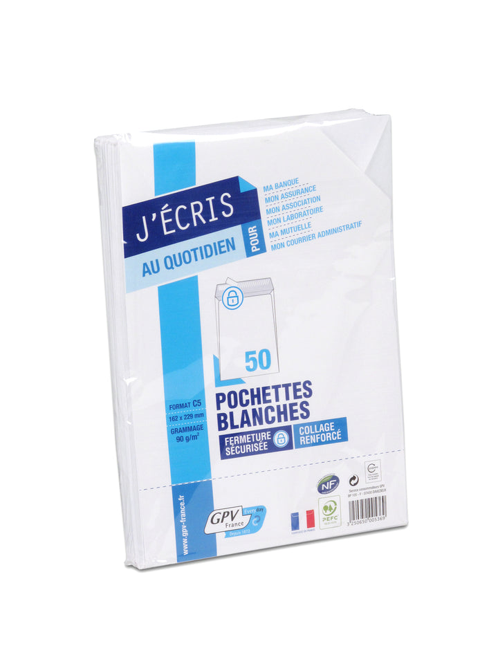 Enveloppes 162x229 po.blanc silicone 90g 572p/25