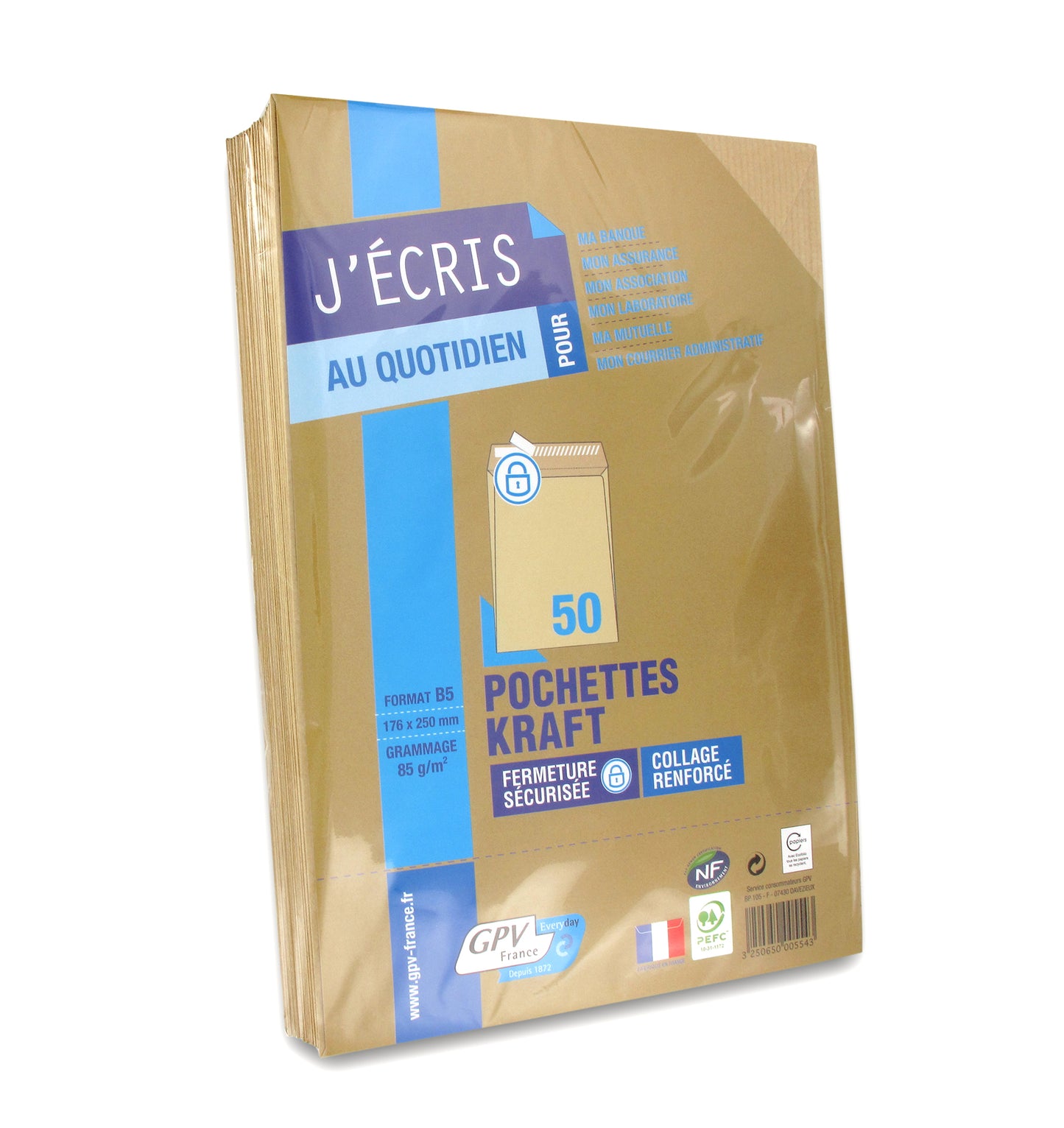 Pochettes expédition  kraft brun 176x250- paquet de 50