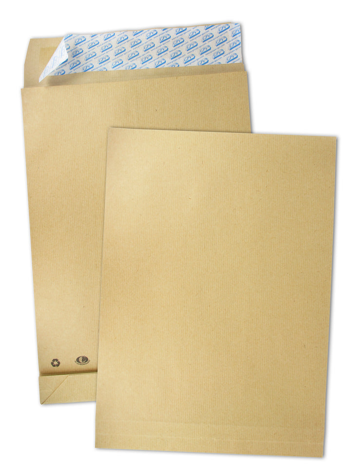 Pochettes à soufflets, C4, 229 x 324 mm, kraft brun -paquet de 50