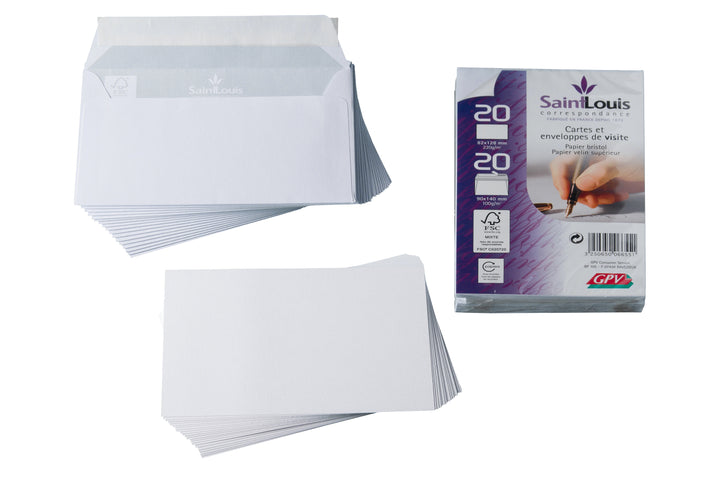 pack cartes de visite.+enveloppes assorties-20 enveloppes+20cartes