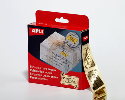 Etiquettes autocollante mention"plaisir d'offrir" rouleau de 1000