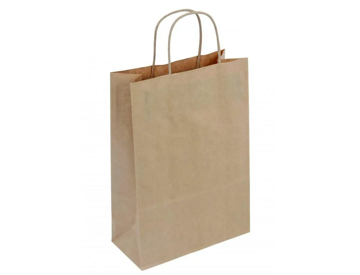 Sac papier kraft poignées torsadée 26x35x14 paquet de 50-brun