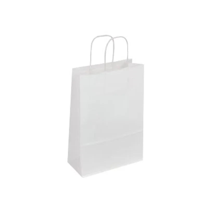 Sac papier kraft  poignées torsadées 22x31x10 -blanc-paquet de 50