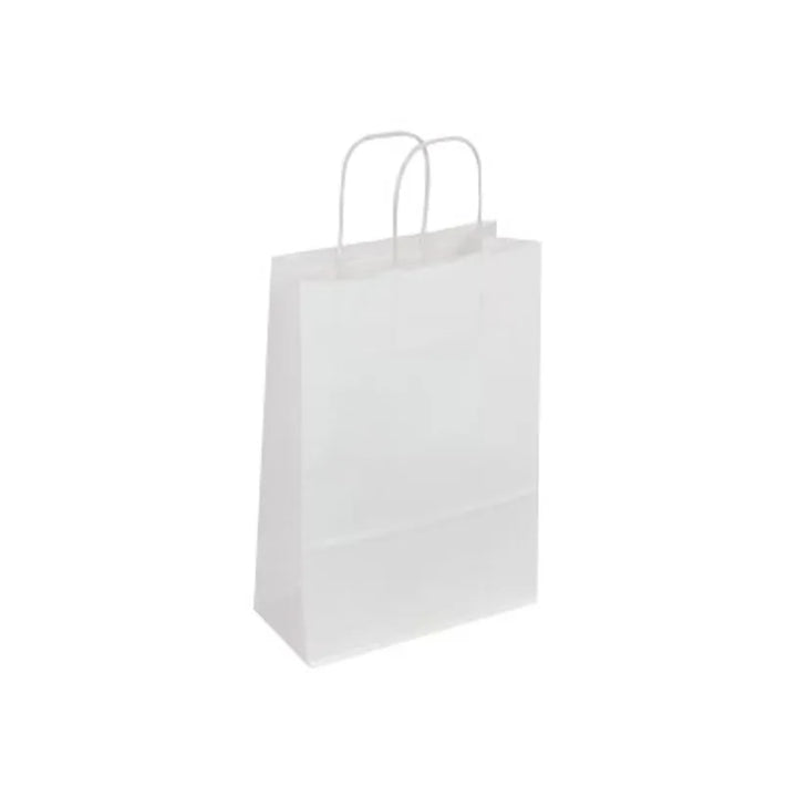 Sac papier kraft  poignées torsadées 22x31x10 -blanc-paquet de 50