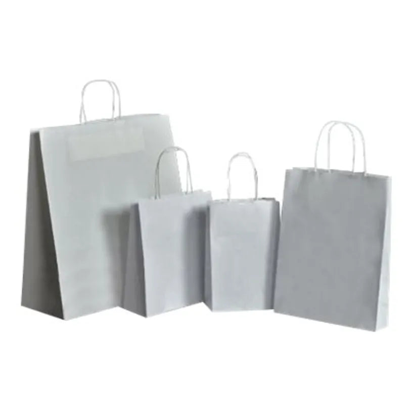 Sac papier kraft  poignées torsadées 32x44x12- blanc paquet de 50