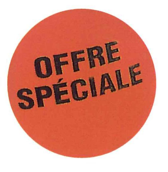 Pastille adhésive 28mm mention   "Offre Speciale" Rouleau de 1000