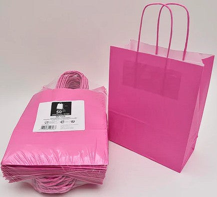 Sacs poignées torsadées 18x22x8 fuchsia lot de 50