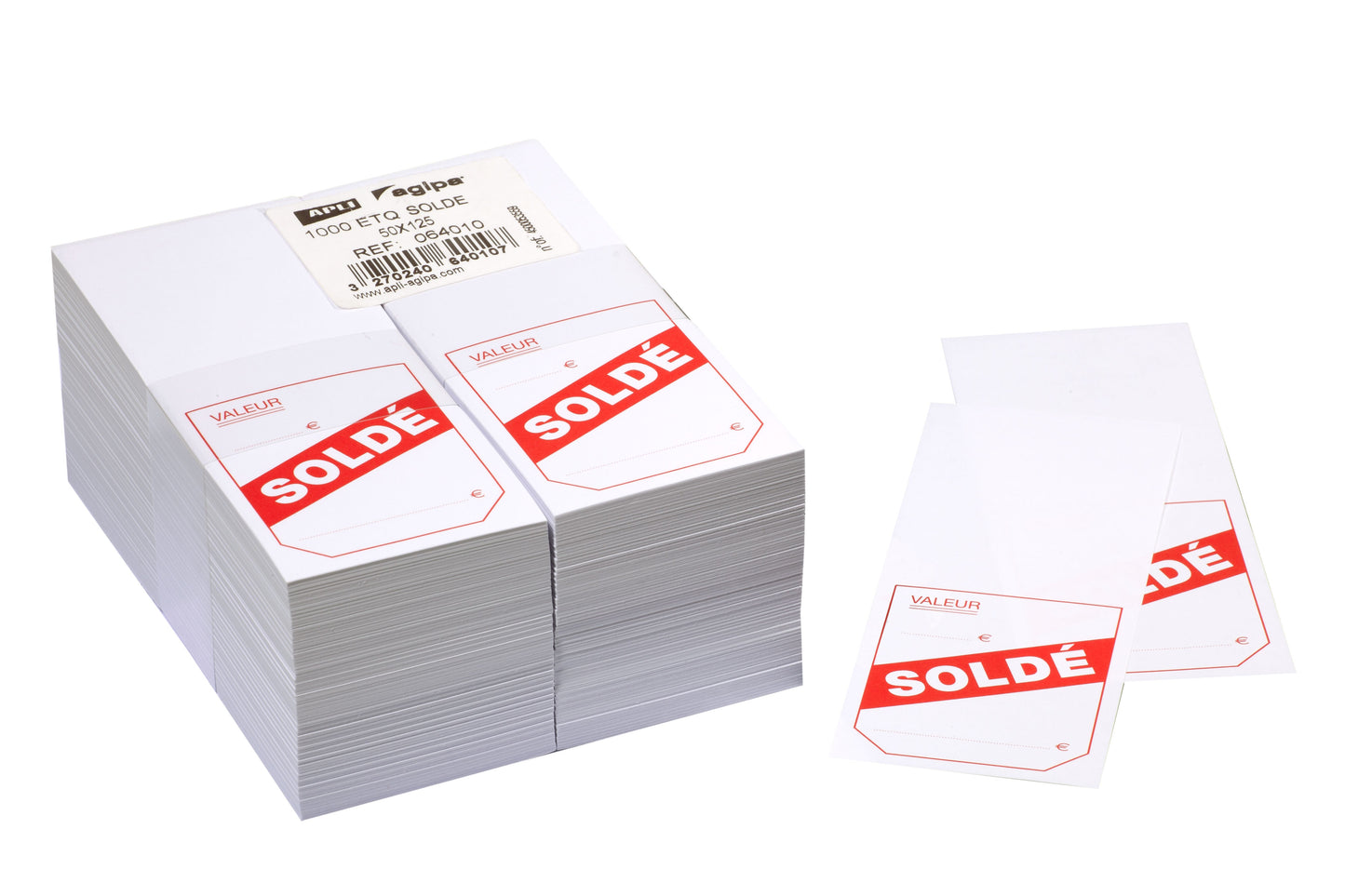 Étiquettes adhésives soldes - 1000 pièces, format 50x125 mm
