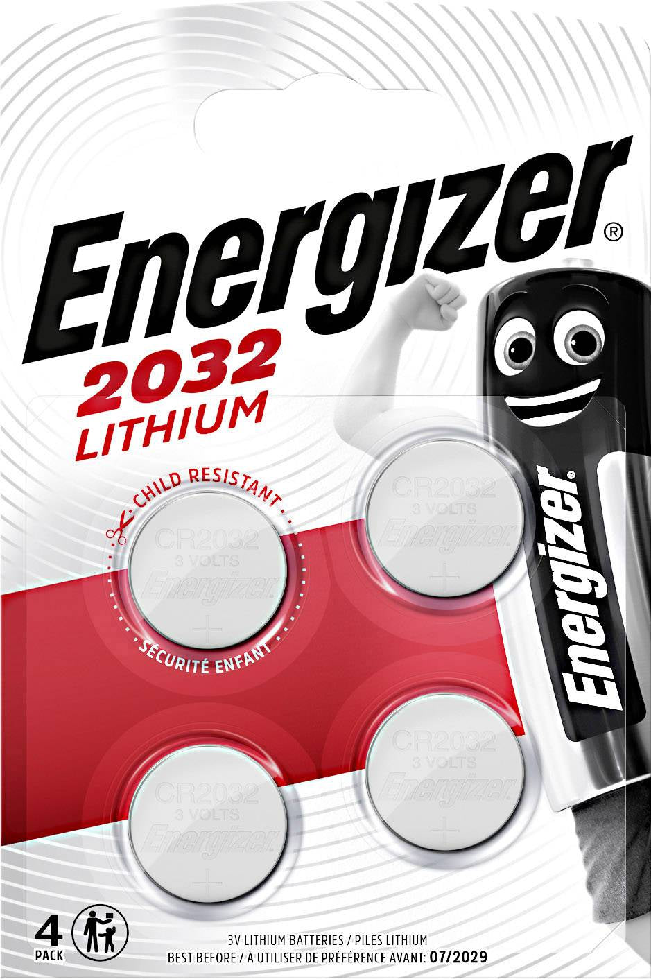 Pile bouton CR2032 - 3V - Longue durée 240mAh-blister de 4