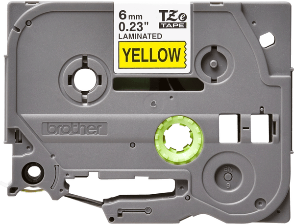 Ruban Brother 6mm TZE611 - noir/jaune