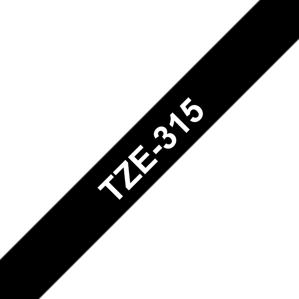 Ruban Brother 6mm TZE315- texte blanc / fond noir