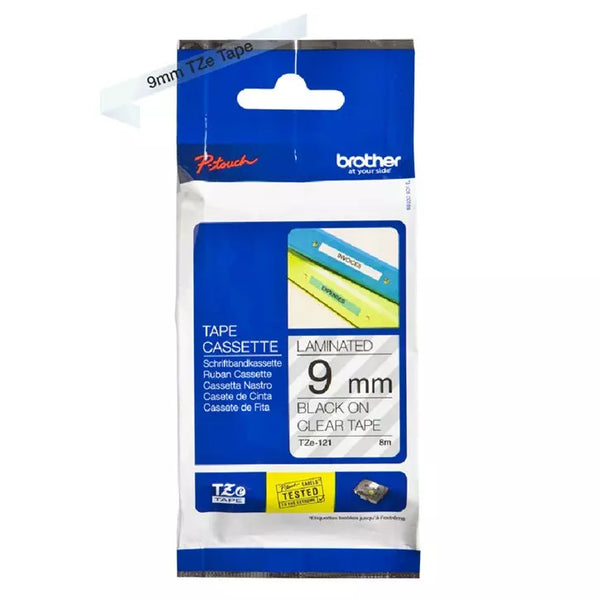 Ruban Brother 9mm TZE121-noir/transparent