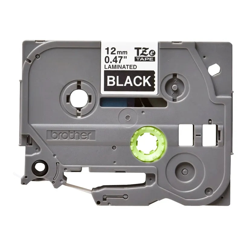 Ruban Brother 12mm TZE335 - Blanc sur noir