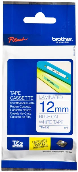 Ruban Brother 12mm TZE233-bleu/blanc