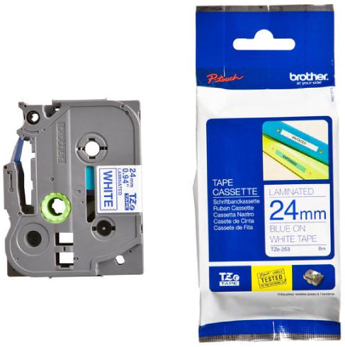 Ruban Brother 24mm TZE253 - bleu/blanc