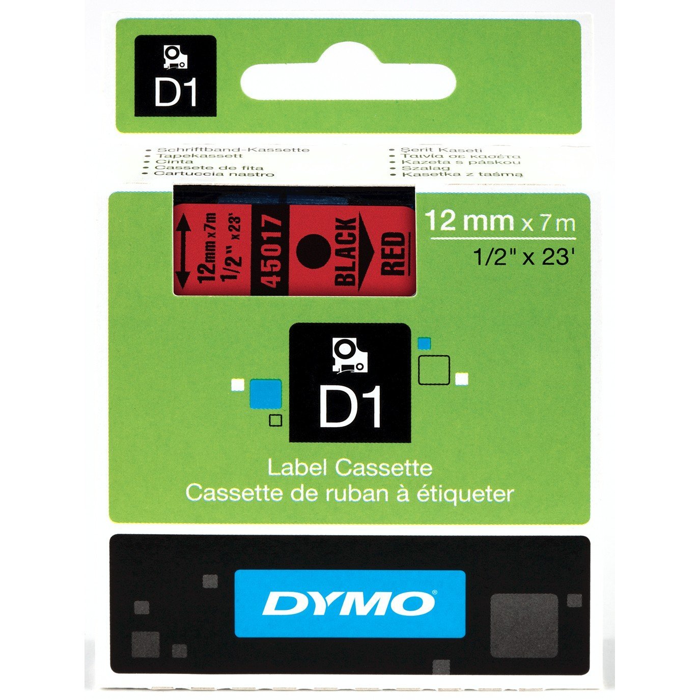 Ruban Dymo D1 12mm - noir/rouge