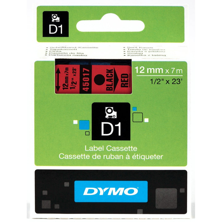 Ruban Dymo D1 12mm - noir/rouge