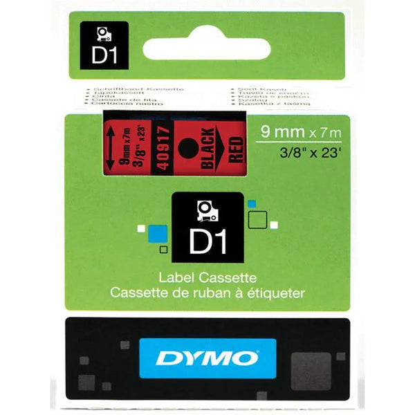 Ruban Dymo D1 9mm - noir/rouge