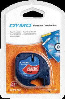 Ruban Dymo letratag 12mm - noir/rouge