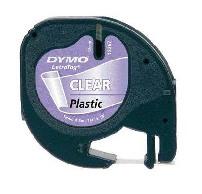 Ruban Dymo letratag  12mm -noir transparent