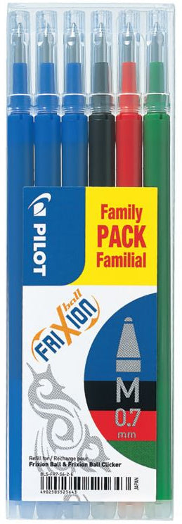 Recharges stylo gel frixion - 6 couleurs assorties
