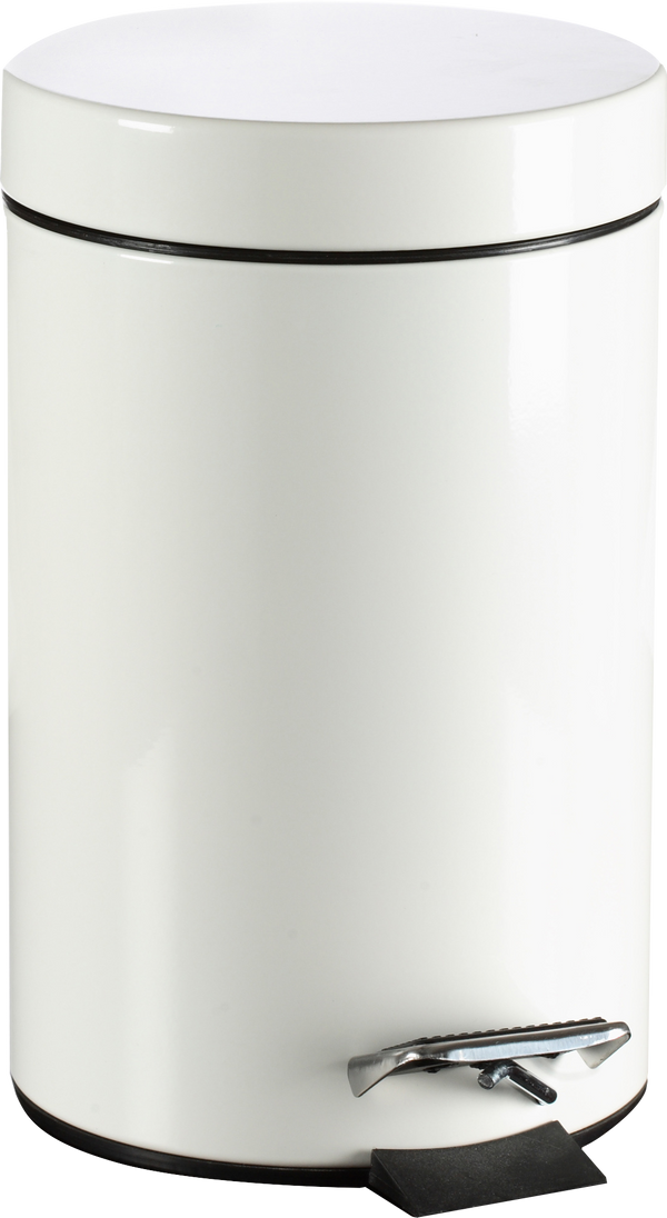 Poubelle à pédale 5l - métal blanc compacte