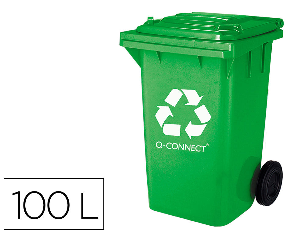 Poubelle de tri 100l - plastique vert pour verre