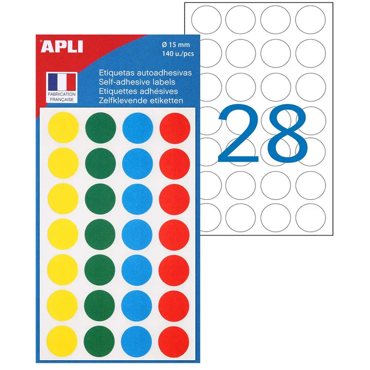 Pastilles adhésives 15mm - assortiment de 140 pièces